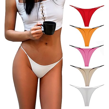Cotton Thong for Women,Sexy Low Rise G-String Thongs Cotton Underwear Panties