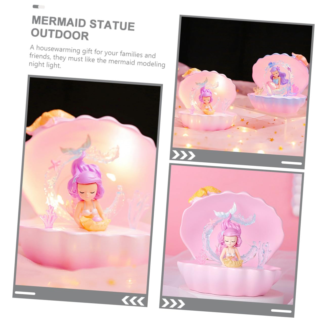 Lampe de Chevet Sirène Décorative et Lumineuse Rose en Résine pour Bureau, Présent D'anniversaire Fille, Décoration de Chambre Ado Romantique