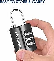 Vista 3 de GIVERARE 4 Pack Combination Lock, 3-Digit Padlock Keyless, Resettable Luggage Locks for Backpack, Gym & School & Employee Locker, Weatherproof