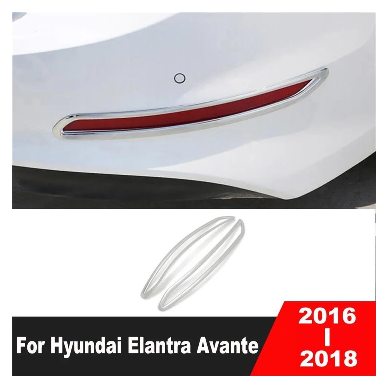 Rear Bumper Fog Light Lamp Cover Trim, Fit For Hyundai, Elantra Avante 2016-2018 Chrome Car Tail Foglight Bezel Trims Accessories Osłona tylnego światła