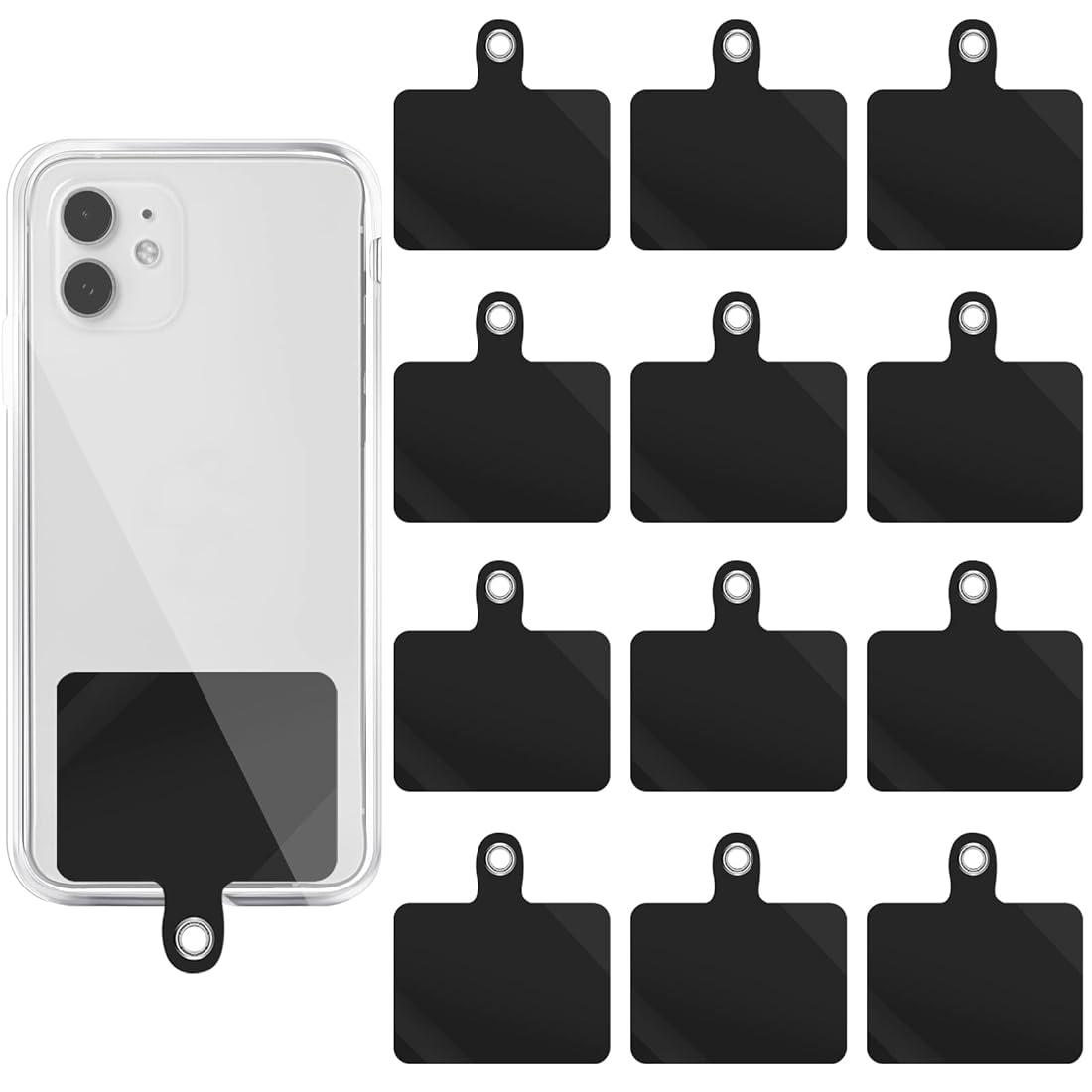 Cell Phone Tether 12 Pack Phone Lanyard Tabs With Metal Rings - Universal  PVC Sticker Patches For Phone Safety Tethers Phone Tether Tabs