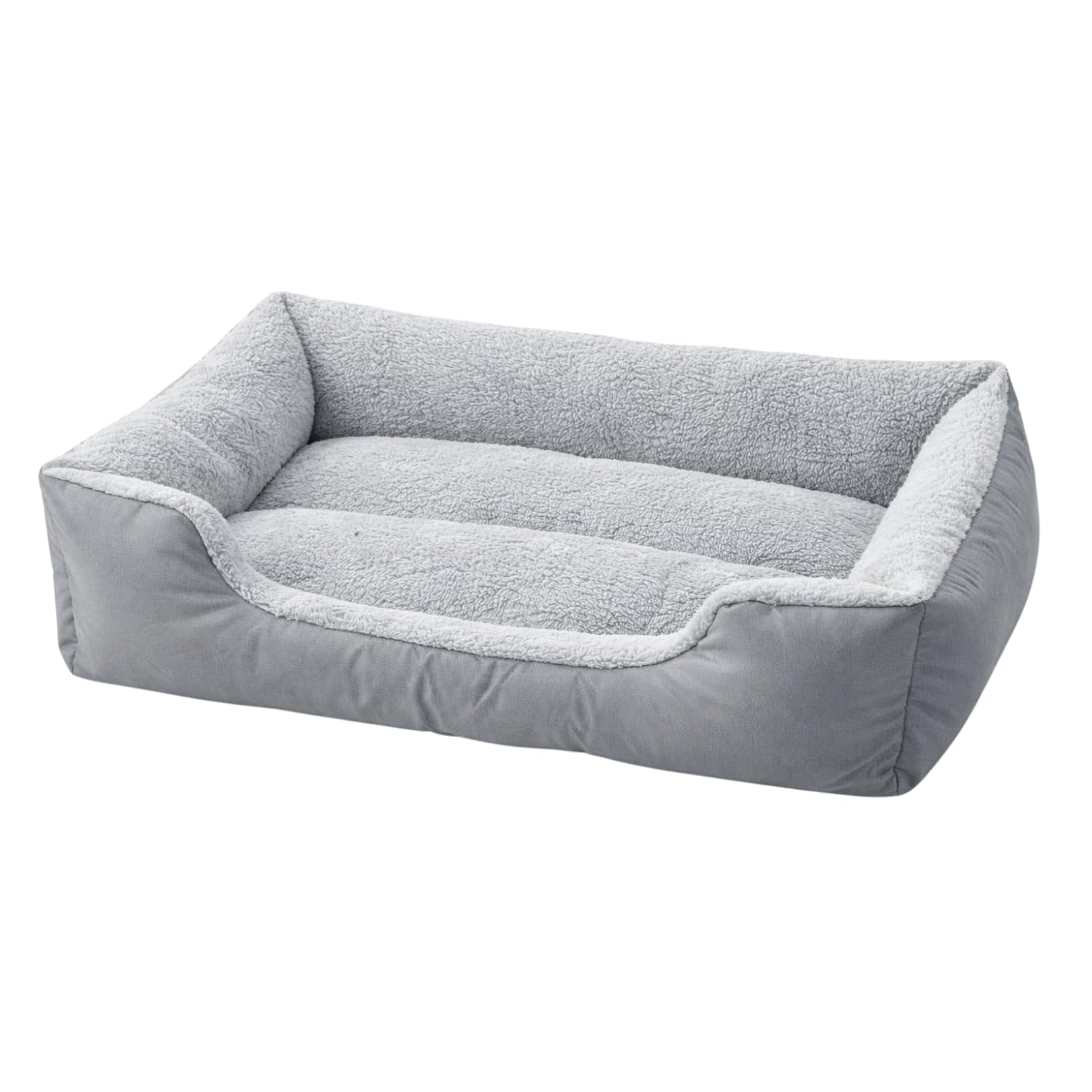 Dazzle Collection Dog Bed Small100% Polyester Fleece Lined Fibre Filled Dog Sofa Bed basket for Head, Neck & Spine Support, Super Soft Rectangle Pet Bed Non-Slip Bottom (Grey, 47x37x15cm)