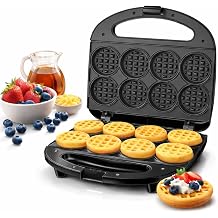 OSTBA Mini Waffle Maker 750W Powerful Heating, Cooks 8 Waffles at Once, Fast & Even Cooking, Non-Stick & Easy Clean, Compact & Portable for Family Breakfast