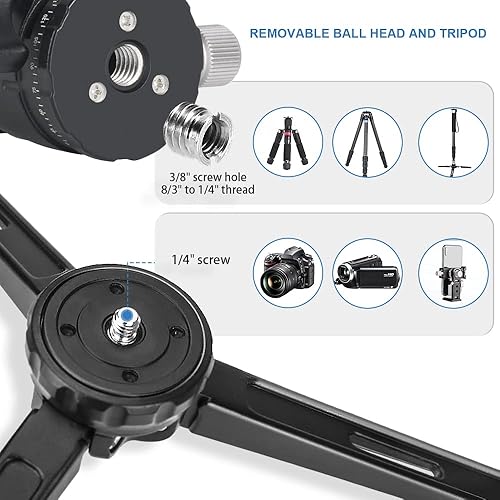Miniatura 7 de CAVIX LS-02 - Soporte de trípode para cámara con cabezal de bola de 360 grados, placa de liberación rápida de 1/4 pulgadas para cámara DSLR