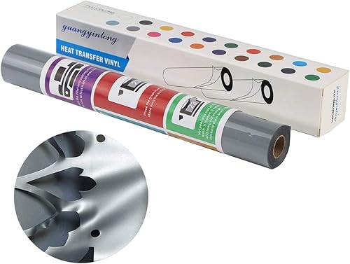 Miniatura 2 de guangyintong Rollos de vinilo HTV de transferencia de calor, vinilo HTV gris de 12 pulgadas x 20 pies, vinilo para planchar para todas las máquinas