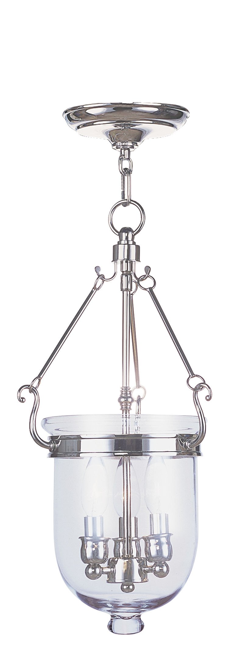 Livex Lighting 5063-35 Jefferson 3-Light Hanging Lantern, Polished Nickel