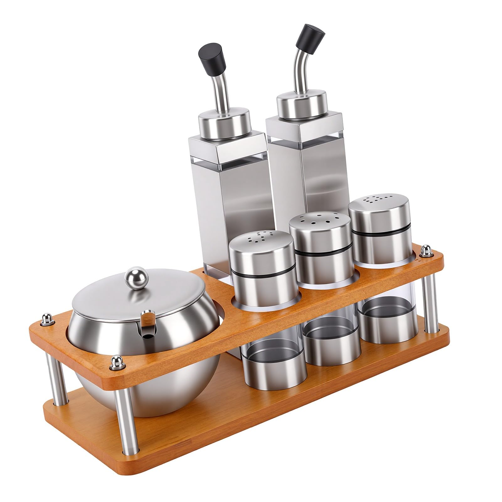 Karlak Set di Barattoli per Condimenti in Acciaio Inossidabile, Dispenser per Condimenti Dal Design Elegante, Contenitori Alimenti da 6 Pezzi