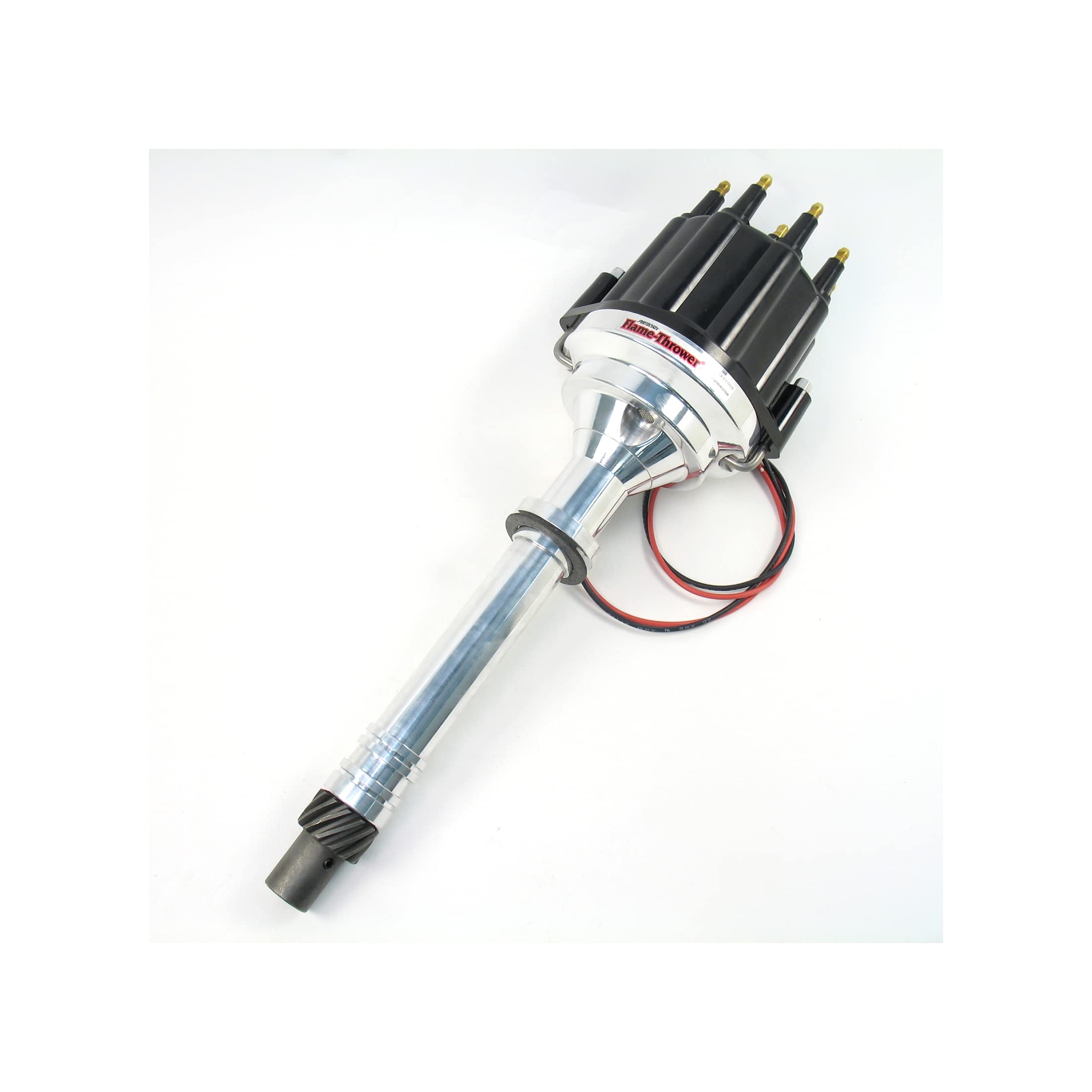 PertronixD200810 Flame-Thrower Black Cap Male Plug and Play Black Cap Male Marine Billet Electronic Distributor with Ignitor II Technology with Black Cap Male for Chevrolet Small Block/Big Block