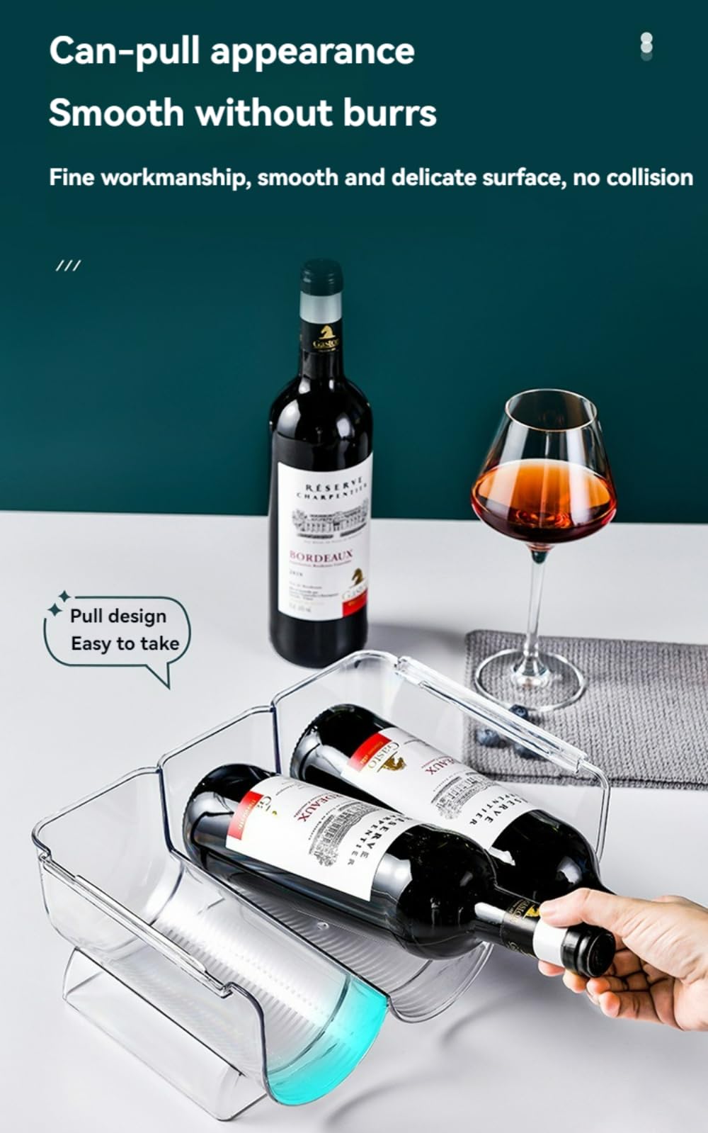 JWYTA Transparent Wine Rack Stackable Bottle Holder for Refrigerator Beverage Storage and Organization at Home (3 Link)