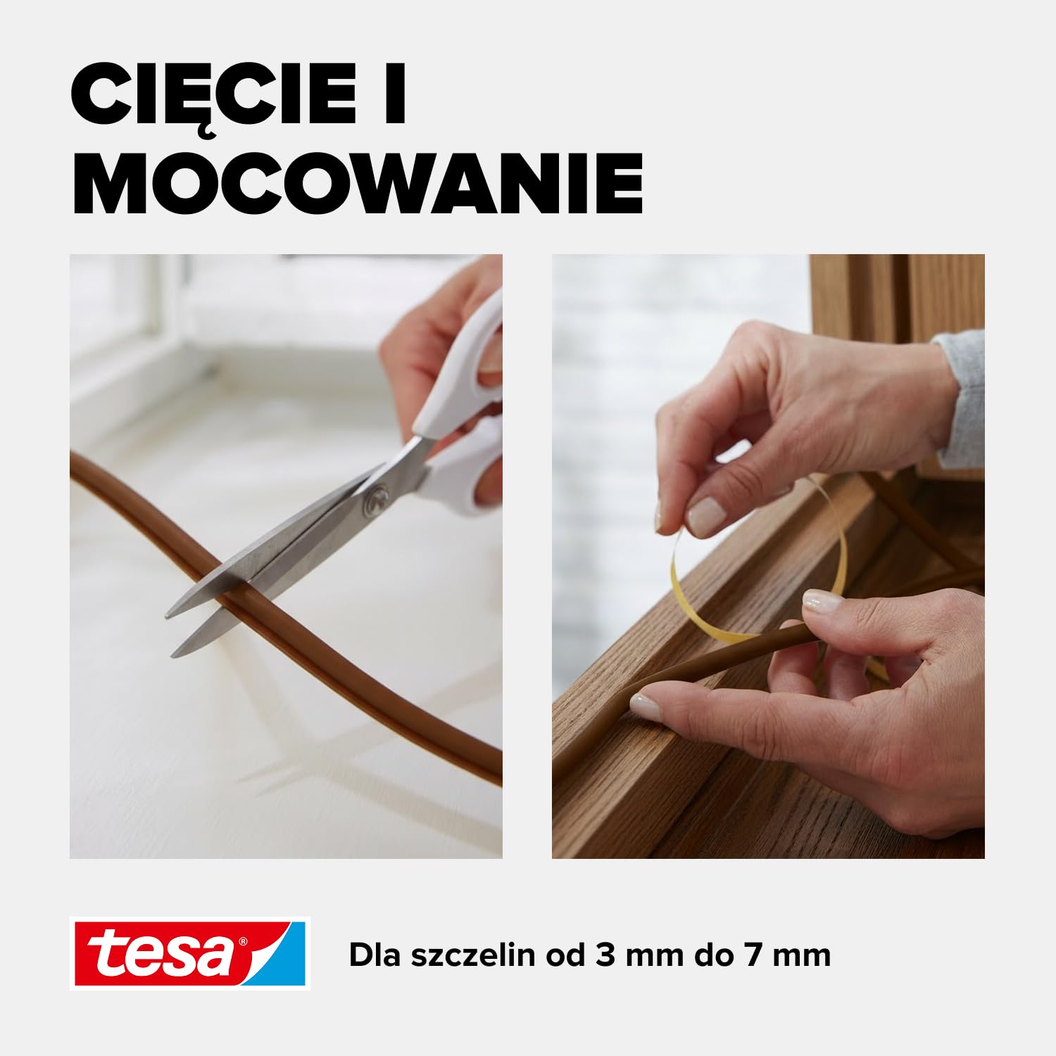 tesa INSULATION XL uszczelka gumowa - Samoprzylepna uszczelka do izolacji szczelin w oknach i drzwiach - Brązowa - 6 m x 9 mm x 7 mm