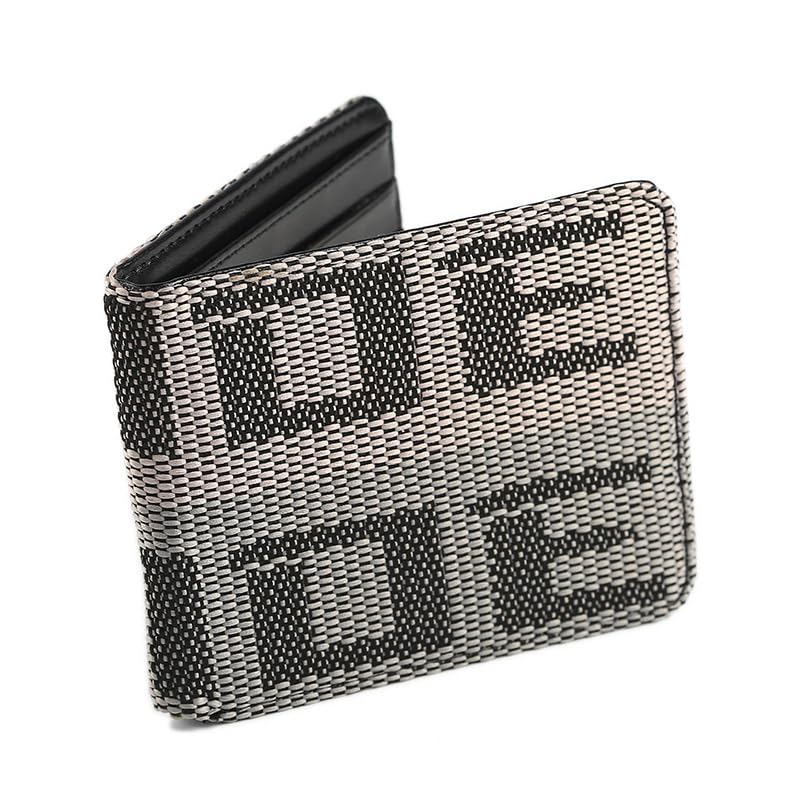 JDM Wallet Racing Seat Fabric Leather Bi-fold Men (Grey-Green)