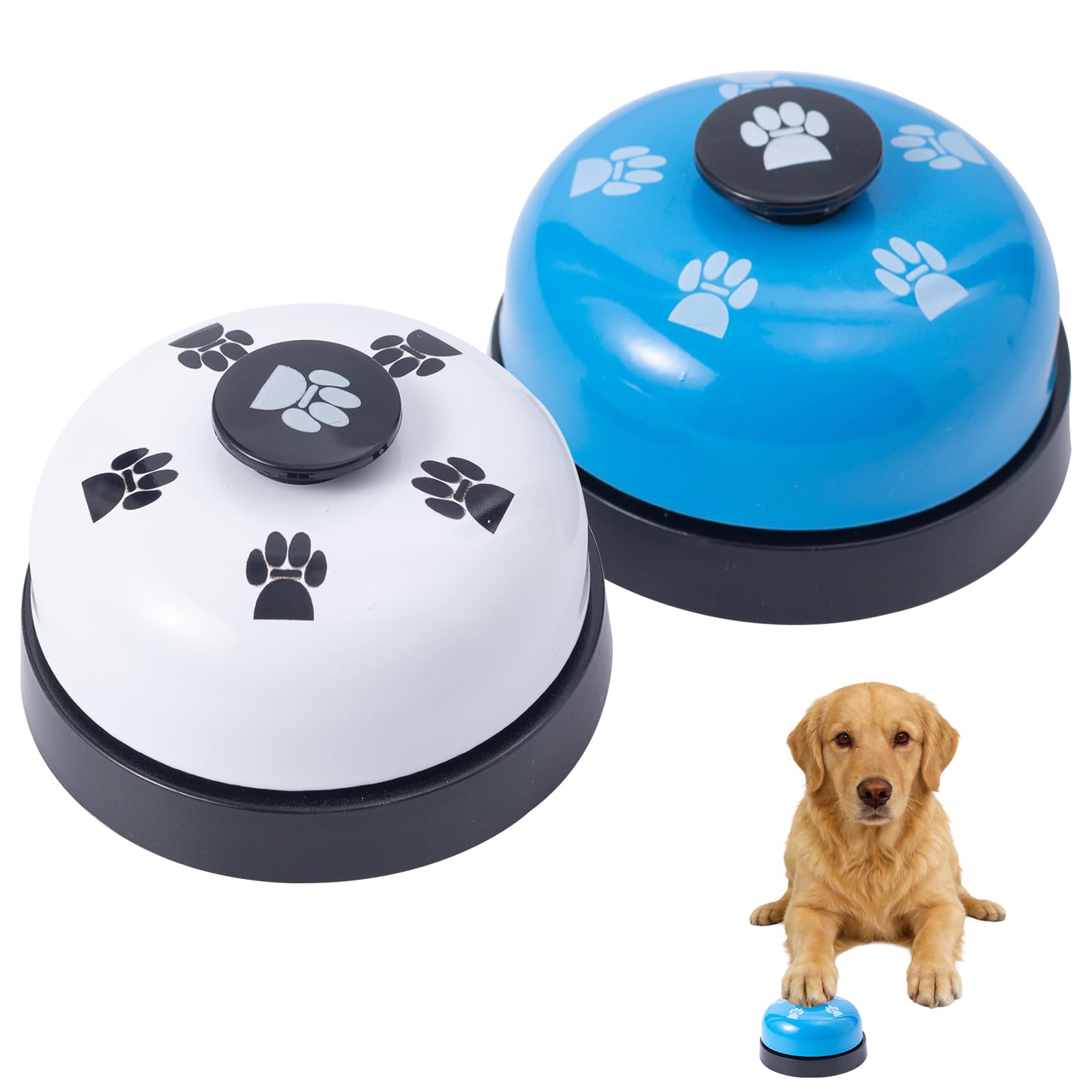 SLSON 2 PCS Pet Training Bells Doorbell Toilet Training Dog Bell for Door Potty Training Loud and Crisp Doorbell Puppy and Cat Communication Device (Blue and White)
