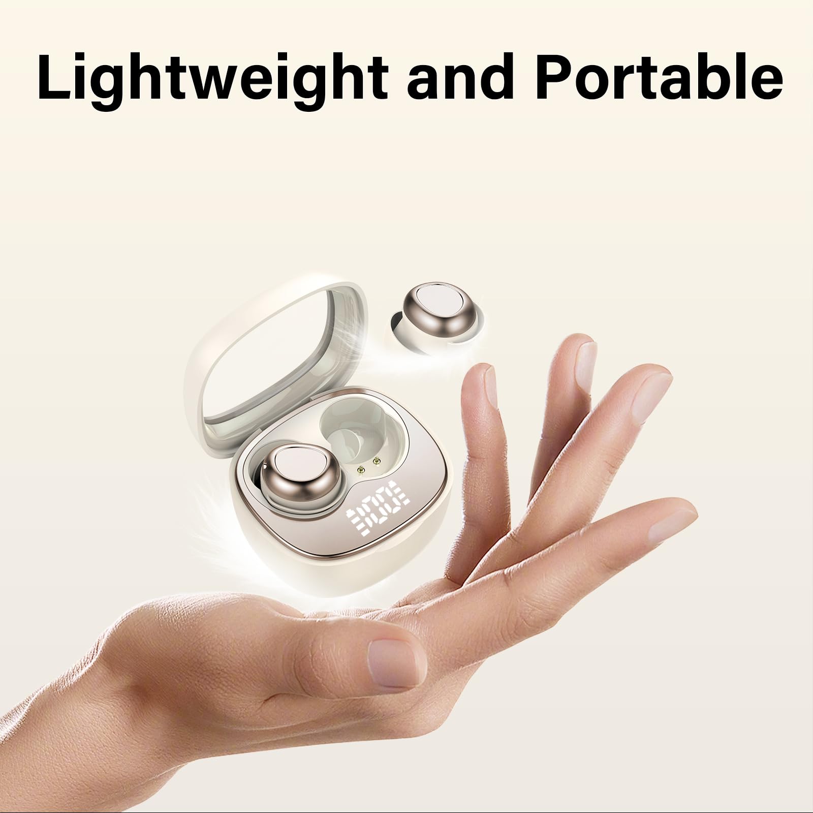 Doubc Mini Schlafkopfhörer Bluetooth 5.4 Kopfhörer, in Ear Kopfhörer Kabellos mit 25 Stunden Akkulaufzeit, Weiche Ohrhörer Schlafen Sleepbuds, Sanfter Klang Bequem Tragen ohne Druckgefühl, Beige
