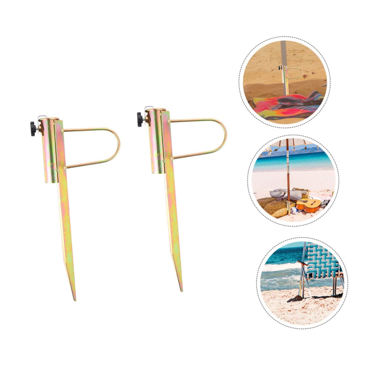 Happyyami Sonnenschirmständer Strand Stabilisierung von im Sonnenschirmen zur und Robuster aus Eisen Sommerferien 2 Stück Strandzubehör mit Erdspieß für Sand