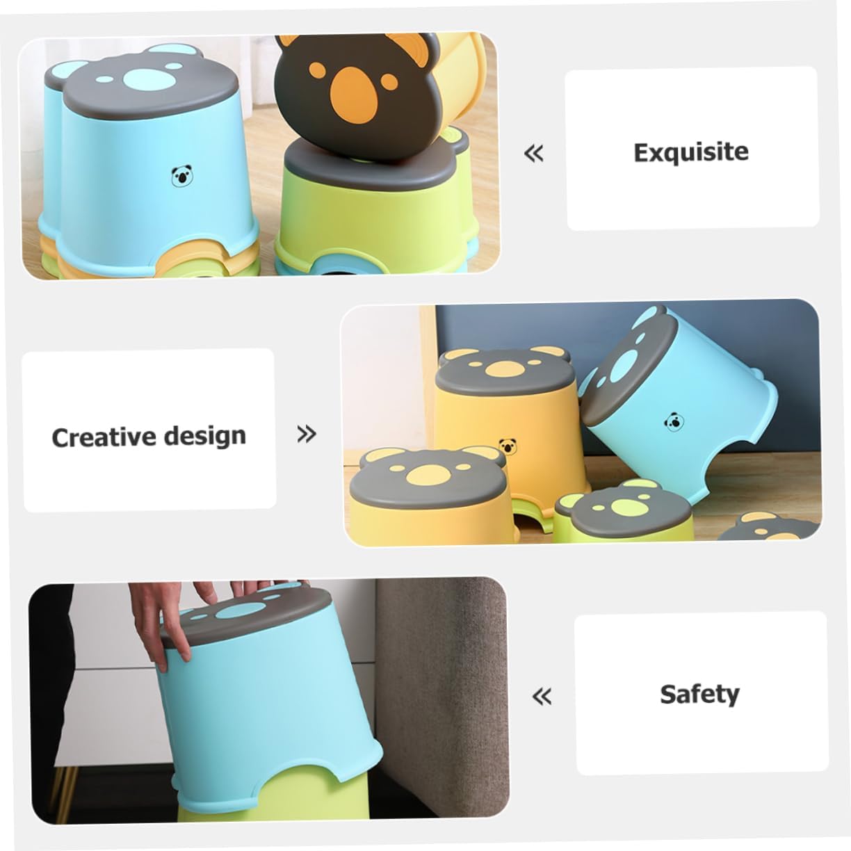 Cartoon Boy Girl Non-Slip Step Stool Lightweight Plastic Small Seat for Bathroom Kitchen and Bedroom Use for Potty Training and Daily Activities Large Blue