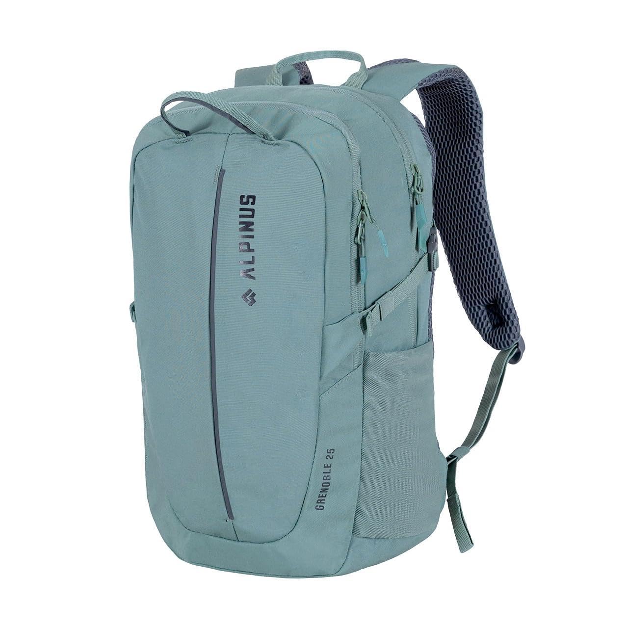 Alpinus - Wanderrucksack Grenoble 25 L, Rucksack Sport und Outdoor, Stadtrucksack Große Hauptkammer, Robustes Material, Backpacking Ergonomisch Geformte, Trekkingrucksack - Salbeifarben