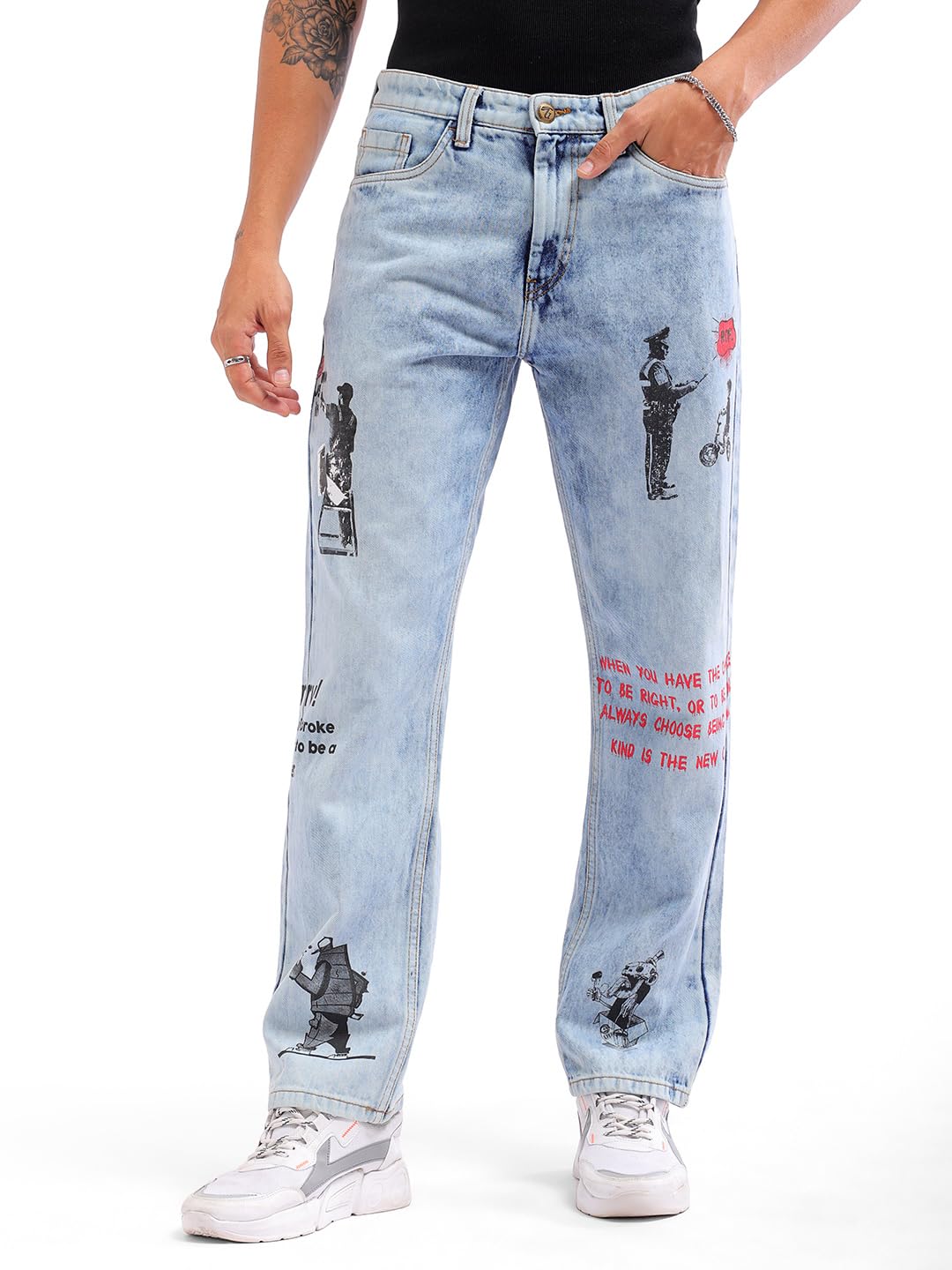 the indian garage co Men's Straight Fit Mid Rise Jeans-picture-47
