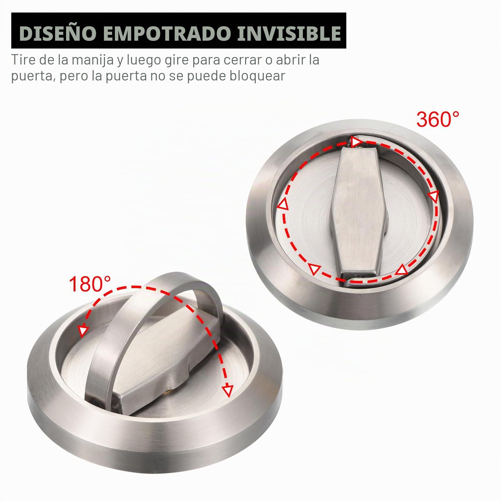 PATIKIL Redondo Empotrado Puerta Cerradura Oculto Empotrado Copa Plata | Puerta Manija, Muebles Tirones Cierre Perilla, Inoxidable Acero 304, para Privacidad Bolsillo Puerta