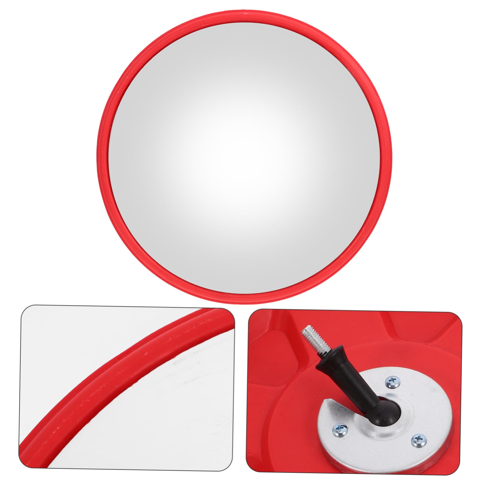 Specchio di Sicurezza Grandangolare 30cm Rosso per Garage e Outdoor | Abs Pc, Visione ad Alta Definizione, Accessori per Installazione e Istruzioni Incluse