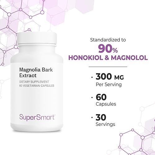 Miniatura 5 de Supersmart - Extracto de corteza de magnolia (fuerza máxima) 300 mg por día - 90% honokiol y magnolol - Suplemento de corteza de magnolia | Sin OMG