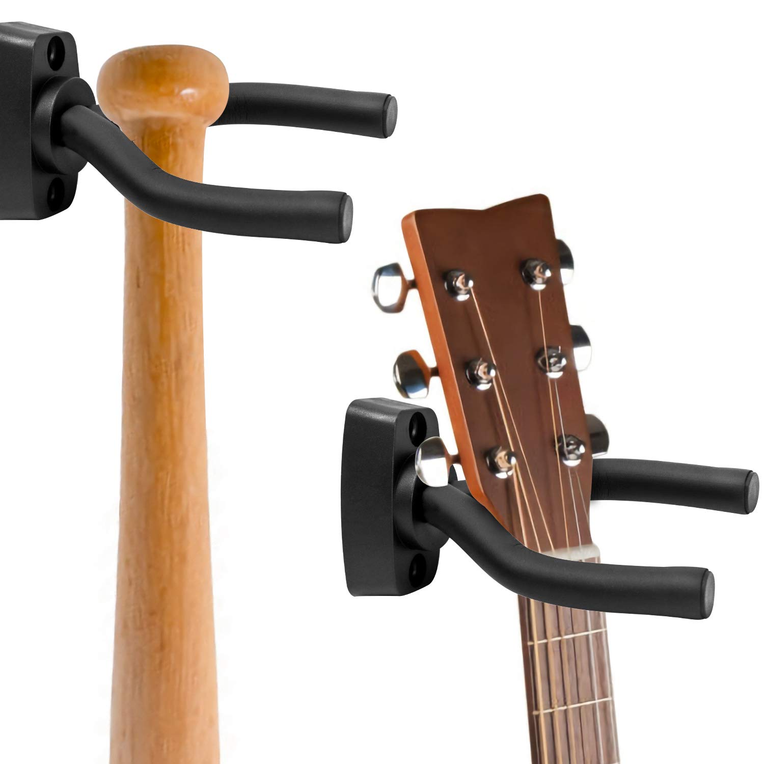 Uchwyt ścienny do gitary QWORK, uniwersalny uchwyt na gitarę akustyczną, klasyczną, elektryczną, zachodnią, banjo, bas, ukulele, 4 sztuki, czarny