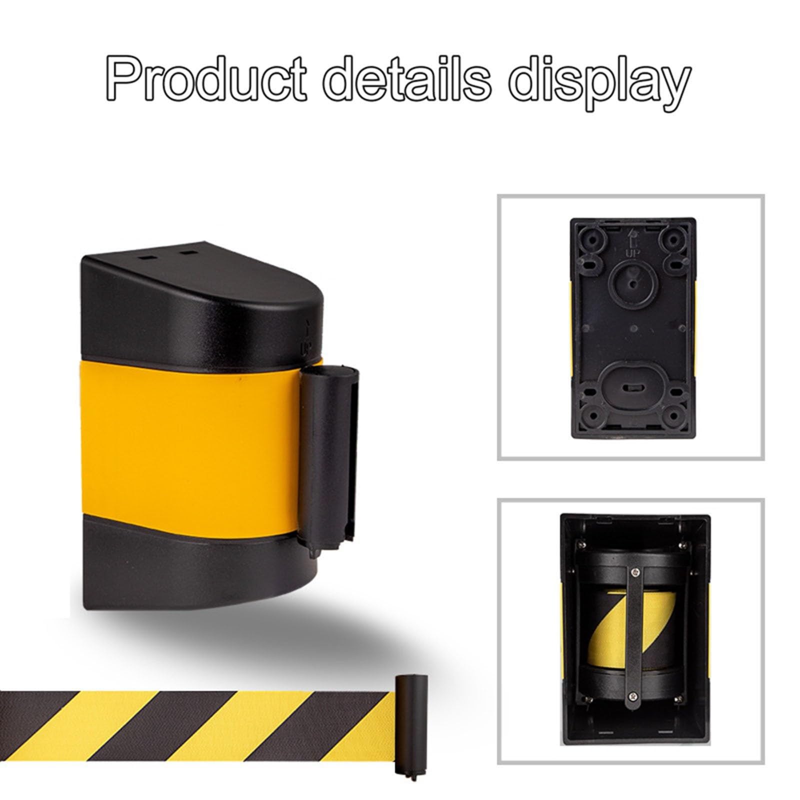 Nouvelle barrière de sécurité Murale de Couleur Jaune et Noire, barrière de Ceinture rétractable de 2/3/5/10 m pour Le contrôle des foules, avec Accessoires de Montage(A,10M/32FT)