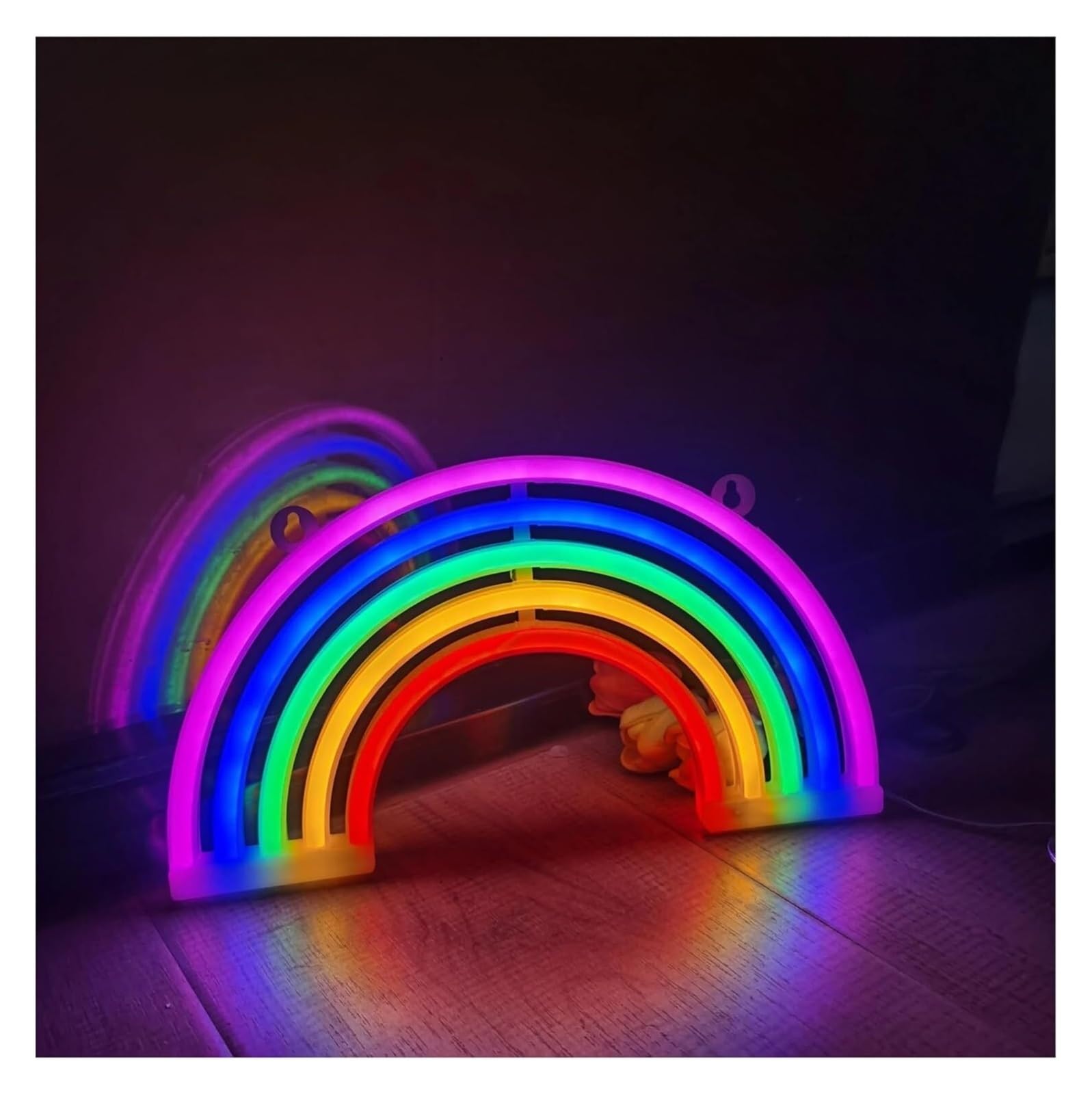 Decoración fantástica para fiestas con letreros de neón arcoíris