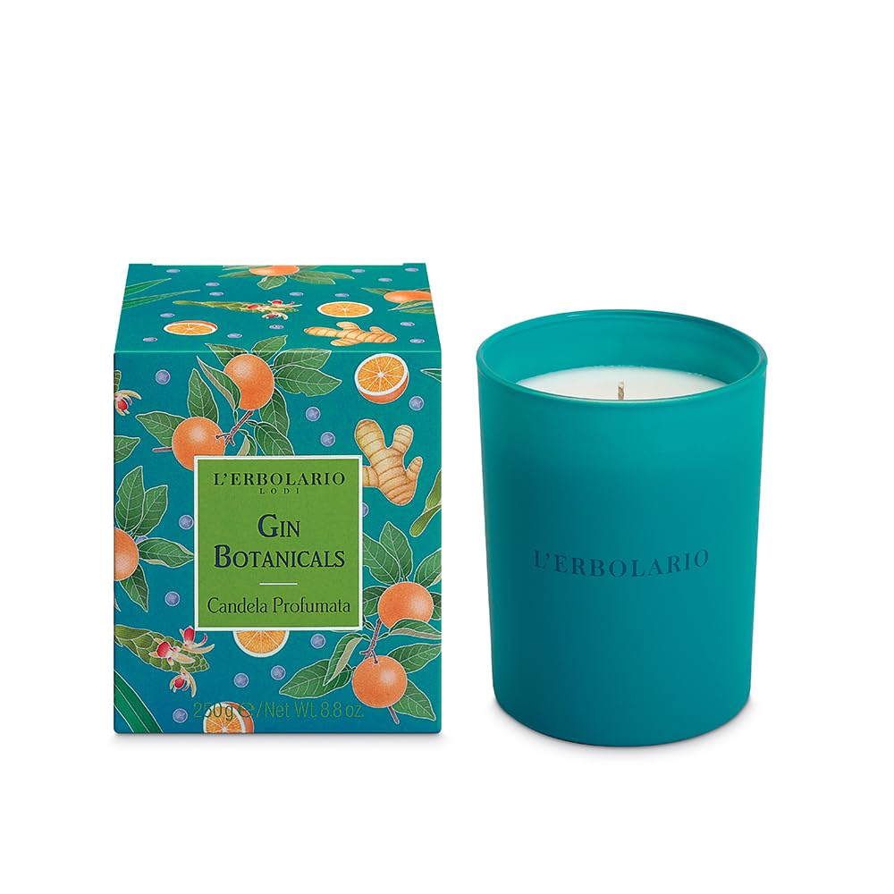 L'Erbolario Gin Botanicals Duftkerze 250 g - limitierte Auflage - Duft Zitrusfrüchte, Aromatisch, Moschus