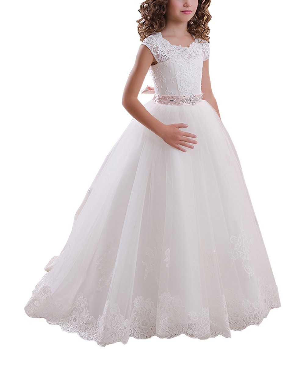 AbaoweddingFirst Communion Dresses Flower Girl Dress Lace Up Communion Dress Ball Gown Girl Dress