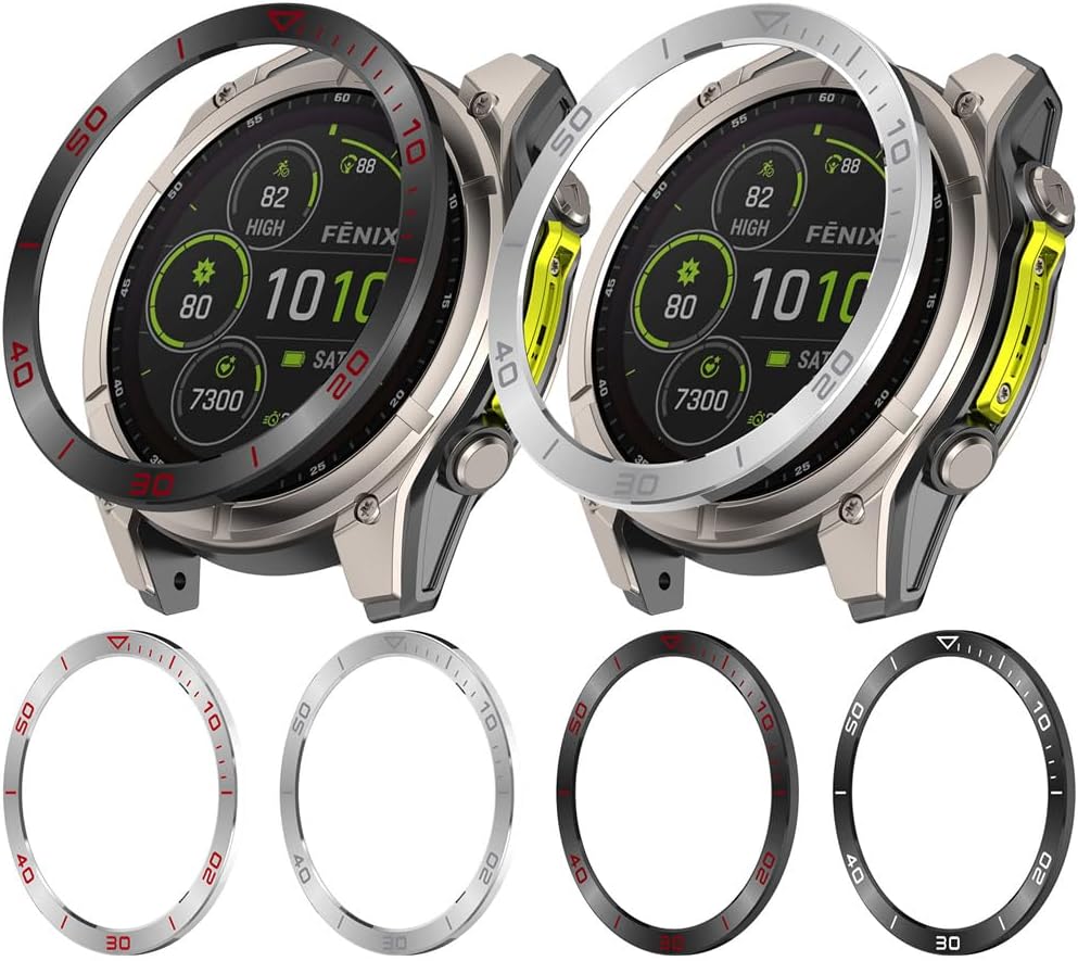 Bezel Styling Compatible with Garmin Fenix 8 AMOLED 47mm Adhesive Frame Ring Cover Anti Scratch [Stainless Steel] Protection for Fenix 8 AMOLED 47mm