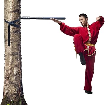 دمية خشبية من DYK&NX Wing Chun، عصا تاي تشي خارجية، دمى فنون قتالية محمولة، يد دفع مزدوجة لتدريب الكونغ فو، مجموعة من 3 قطع، للأشجار أو الأشياء الصلبة، لون يد زنبركي واحد