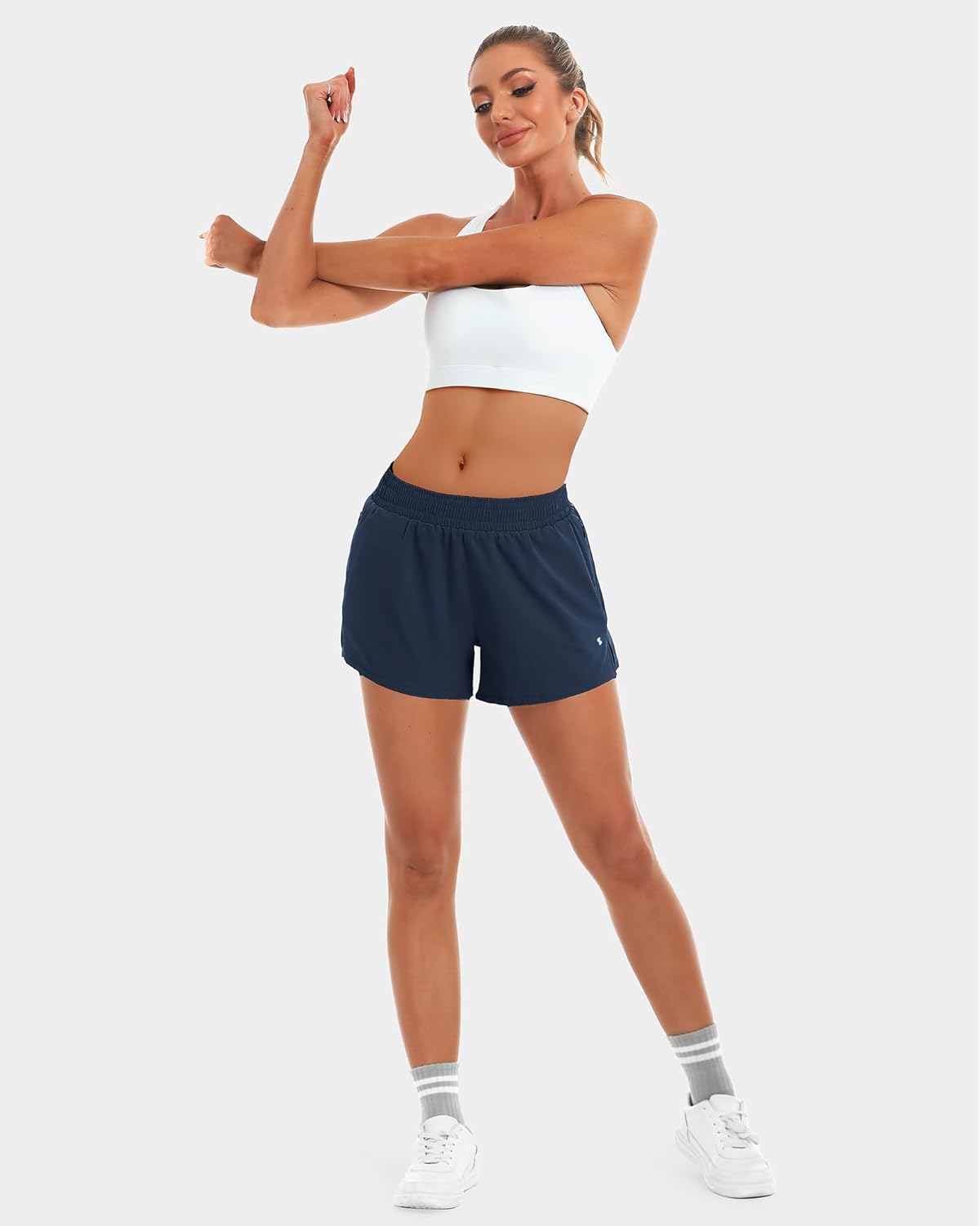 Stelle Women's 3.5" High Waisted Running Shorts Quick-Dry Gym Shorts Workout Athletic Shorts Mesh Liner with Zipper Pockets - Image 7