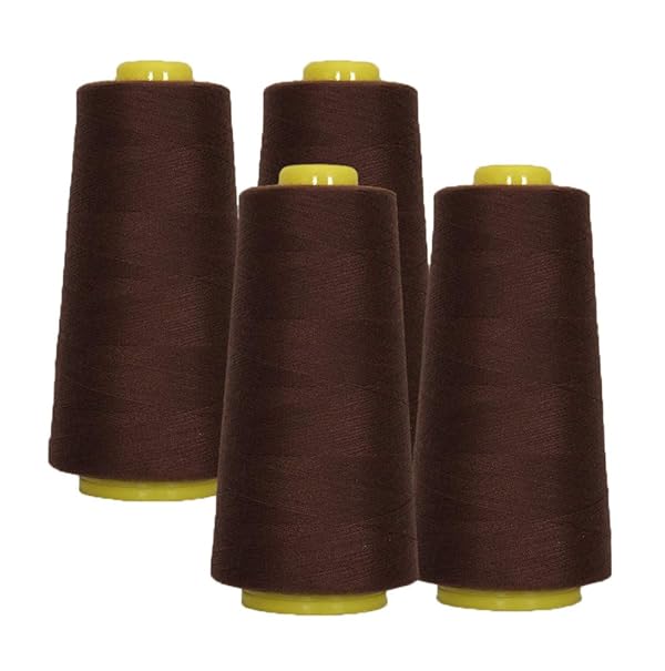 AK Trading 4-Pack Chocolate Brown All Purpose Sewing Thread Cones (6000 Yards Each) of High Tensile Polyester Thread Spools for Sewing, Quilting, Serger Machines, Overlock, Merrow & Embroidery by AK TRADING CO. - Used condition - US$12.25