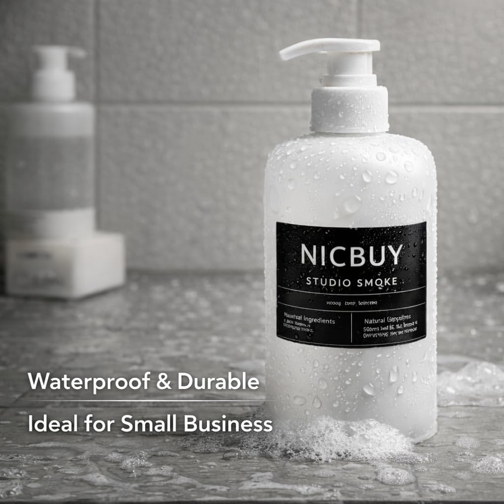 90 Printable White Glossy Waterproof Vinyl Bottle Labels, Inkjet & Laser Compatible, 4 x 3-1/3 Inch - Image 5