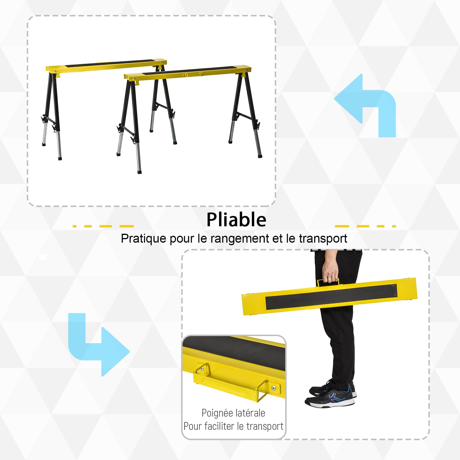 DURHAND Caballete de sierra ajustable 2 uds. Carga máx. 100 kg