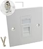 kenable RJ45 Wall Plate Cat6A Shielded FTP Single Port Toolless Faceplate with Euro Module 86mm White