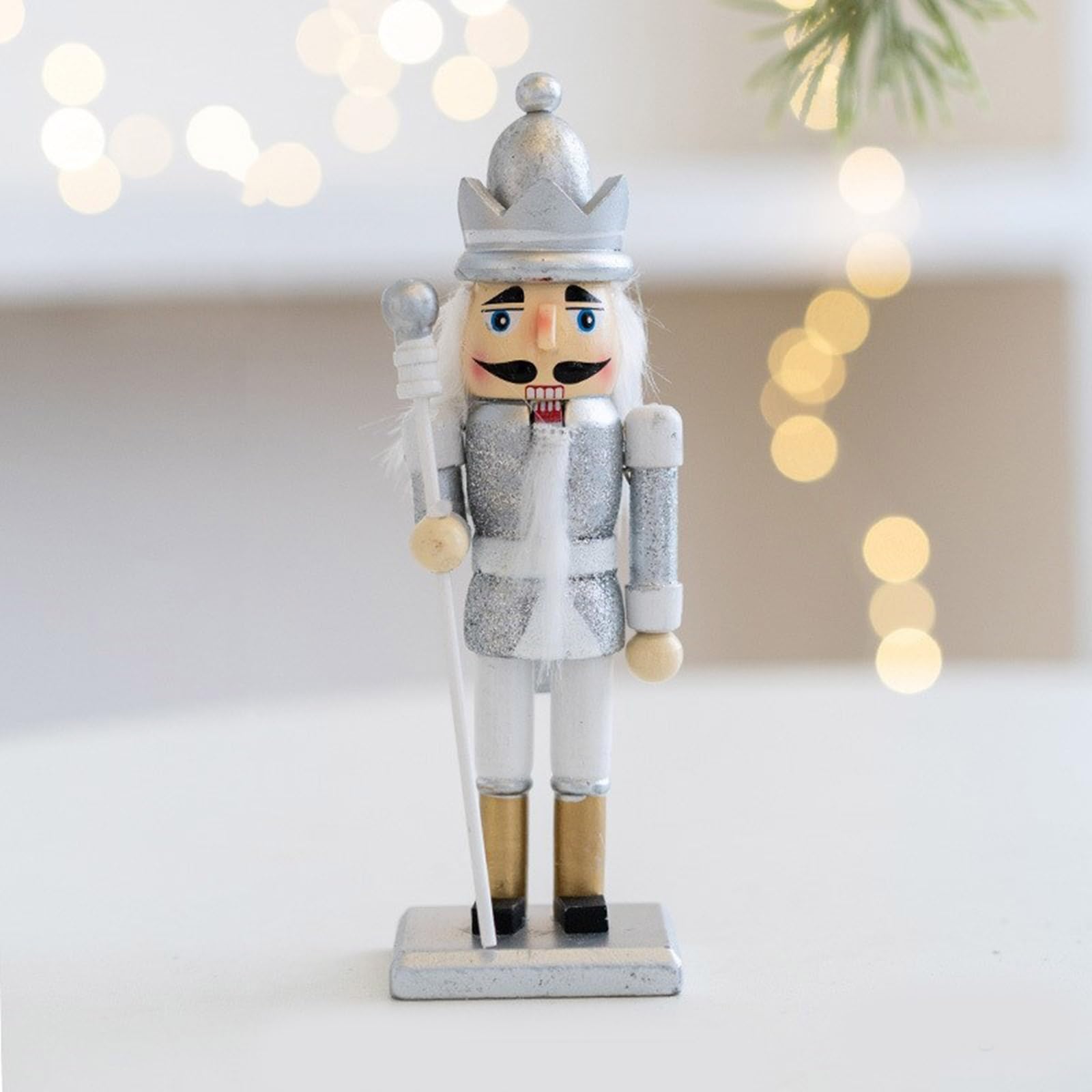 Casse-Noisette En Bois Peint à La Main - Figurine Soldat Roi 16 Cm - Décoration De Noël Traditionnelle, Idée Cadeau