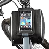 PowerLead Pbag G011 Outdoor Bicycle Front Tube Cell Phone Bag with Touch Screen Phone Case Double Pouch Cycling Front Frame Tube Bag Pannier For 5.5