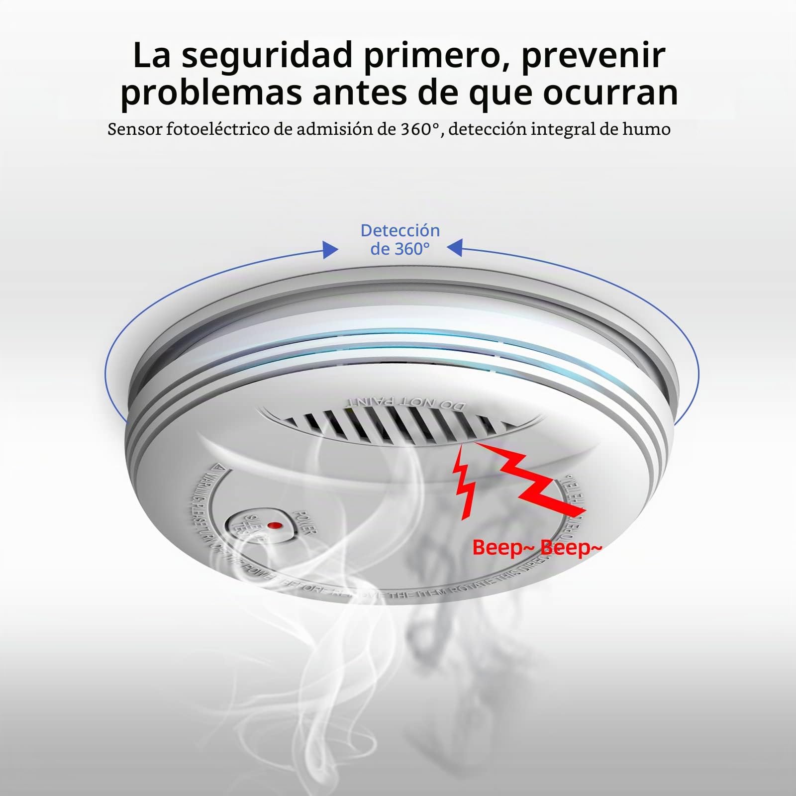 WiFi Detector de Humo, Sensor de Alarma contra Incendios inalámbrico, Sirena de Alarma contra Incendios inalámbrico Smart Life/Tuya con batería de 9V, Certificado EN 14604 (5 Piezas)