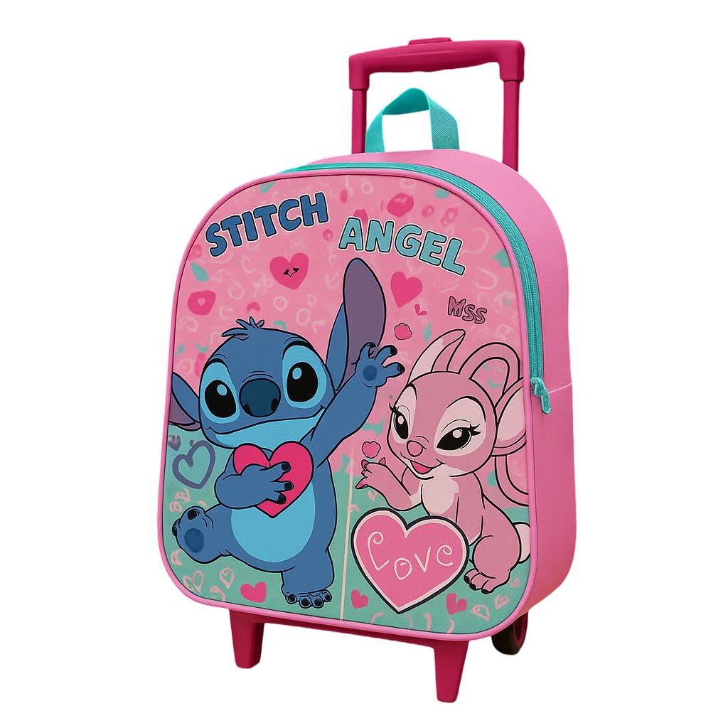 TDL Valise à roulettes pour enfants - Sac de voyage pour cabine - Sac à dos avec personnage Lilo - Poignée réglable