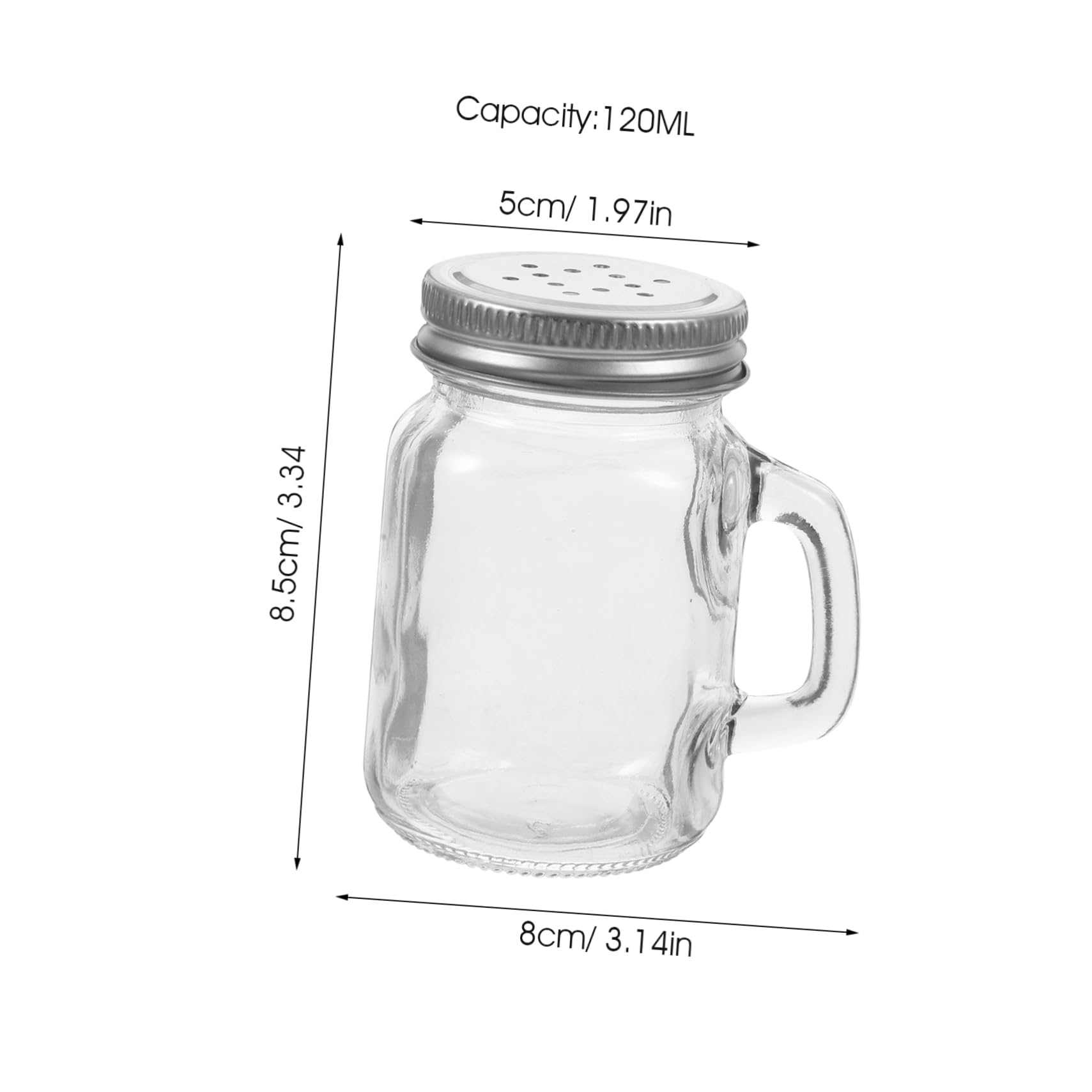 COLLBATH 2pcs Glass Spice Bottle Seasoning Container Dispenser Jar Small Containers Jars with Lid Spice Bottles Sugar Bottles Seasoning Holders Salt and Pepper Shakers Mini Jars Aluminum