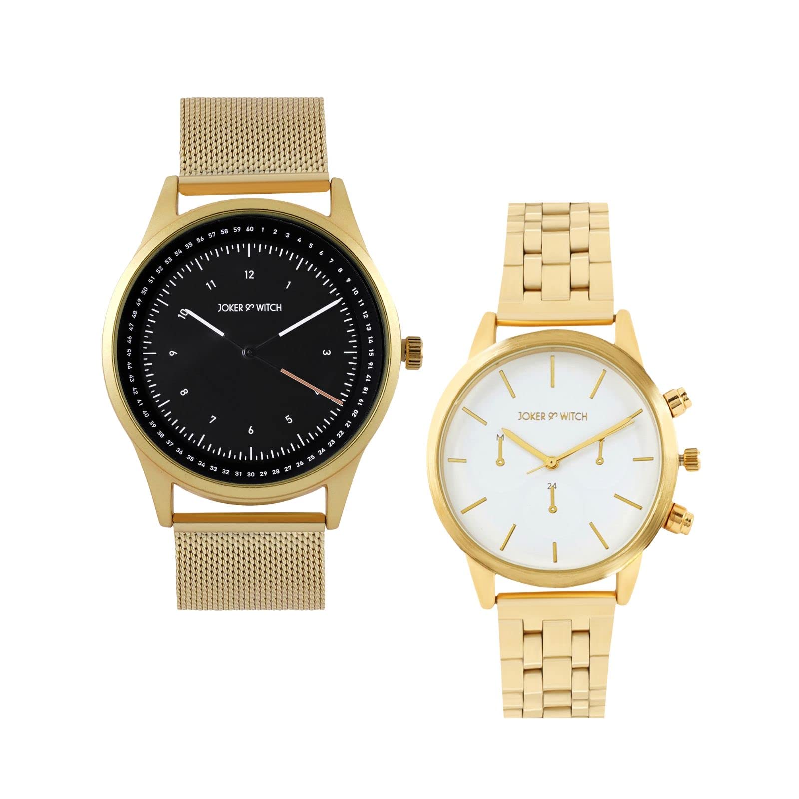 Joker & Witch Stainless Steel Bradley & Huma Couple Analogue Watches, Black Dial, Gold Band (B0BVB4ZNFR) Amazon Price History, Amazon Price Tracker