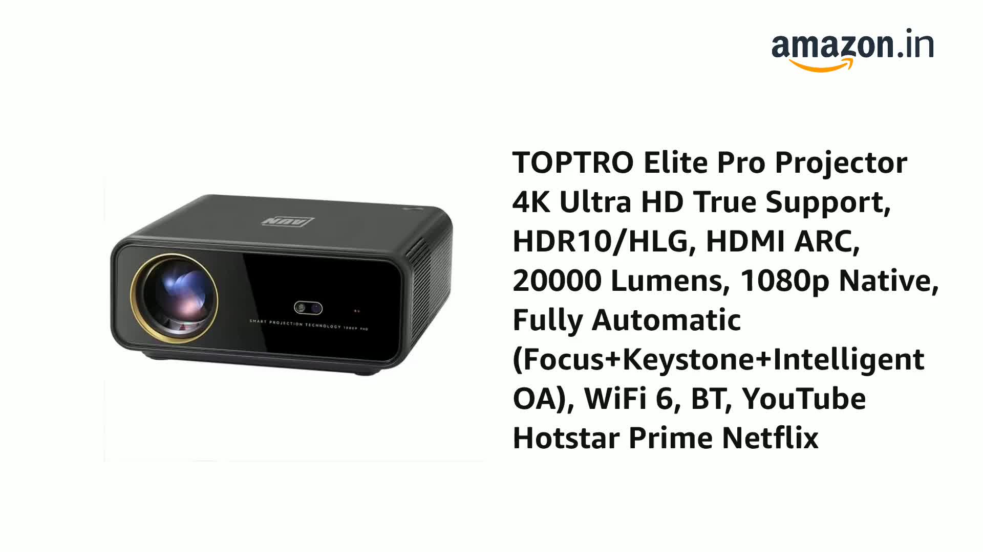 TOPTRO Legend Mini Pro Projector 4K Ultra HD, 26000 Lumens (Elite