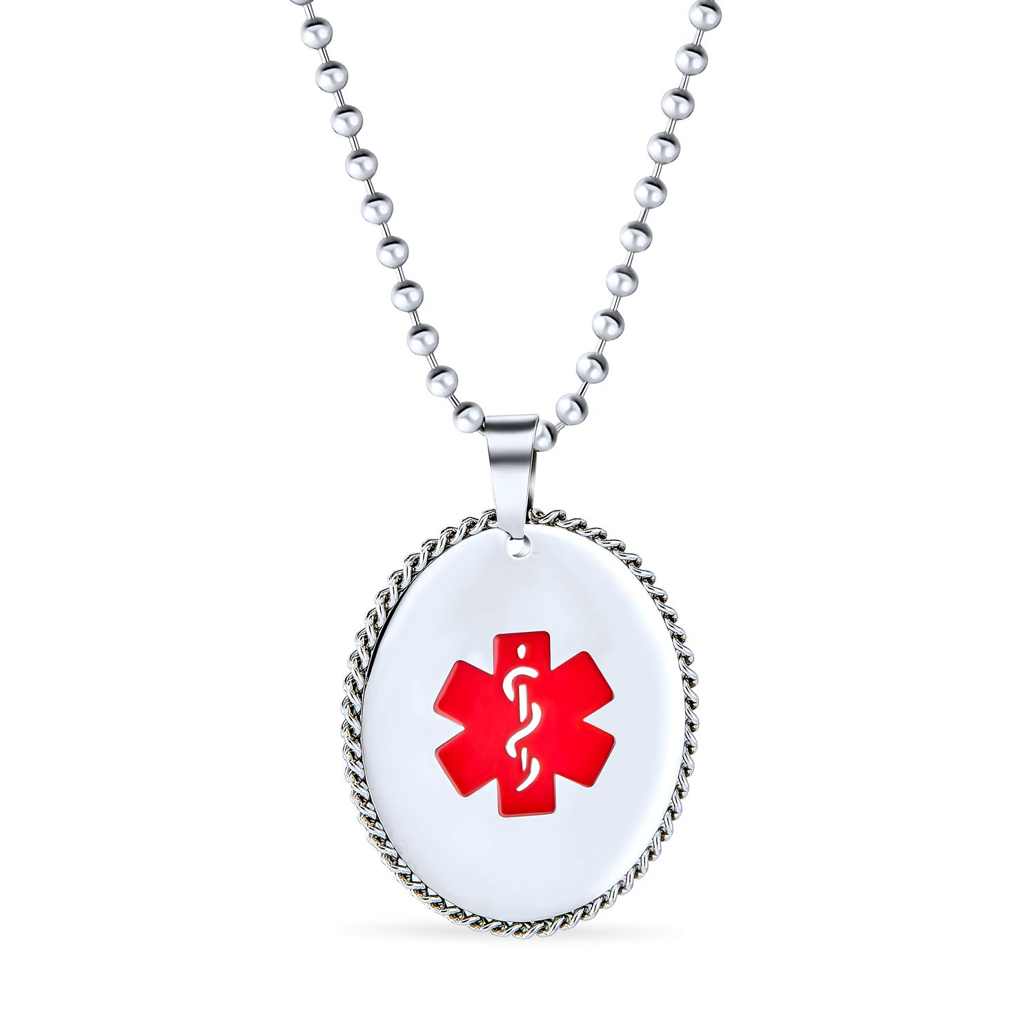 Bling Jewelry Personalize Customizable Medical Alert Id Dog Oval - Main Image