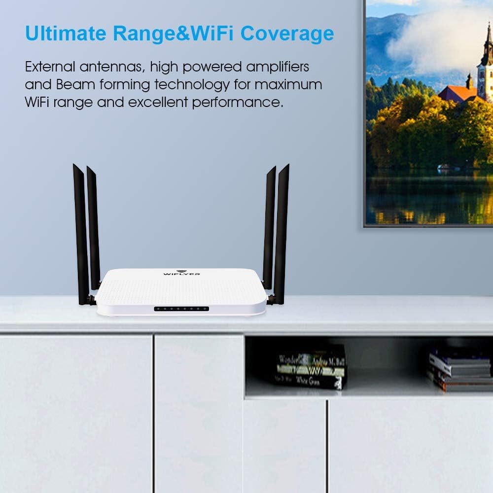 🛒 Crazy Deals Wiflyer AC1200Mbps Dual Band WiFi Router | High-Speed Wireless Router for Home & Streaming & Gaming | Gigabit Ethernet Ports | 4×5Dbi high gain Antenna for Strong Signal | USB2.0 Port | TF Card Slot Exclusive Discount 90% Price Wiflyer AC1200Mbps Dual Band WiFi Router | High-Speed Wireless Router for Home & Streaming & Gaming | Gigabit Ethernet Ports | 4×5Dbi high gain Antenna for Strong Signal | USB2.0 Port | TF Card Slot