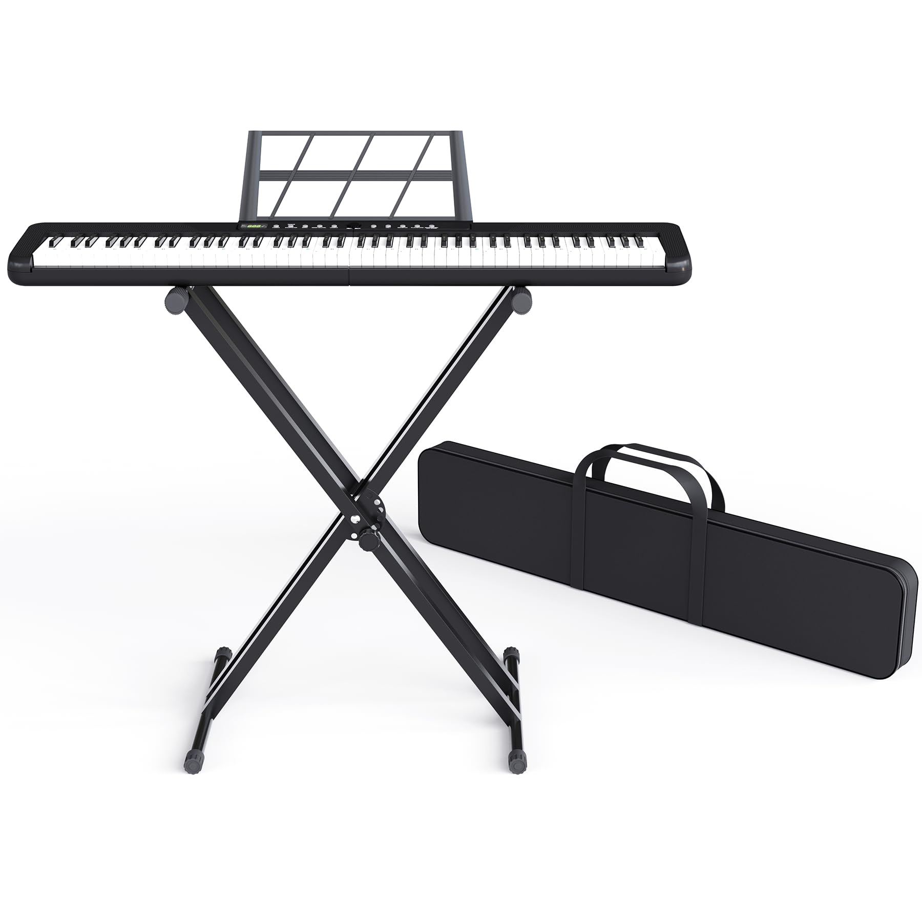 88 Key Digital Piano Keyboard with Semi Weighted Keys, Electronic Piano for Beginners Adults, Music Stand, Power Supply, Sustain Pedal, Stickers, MIDI Bluetooth and Piano Lessons, Black