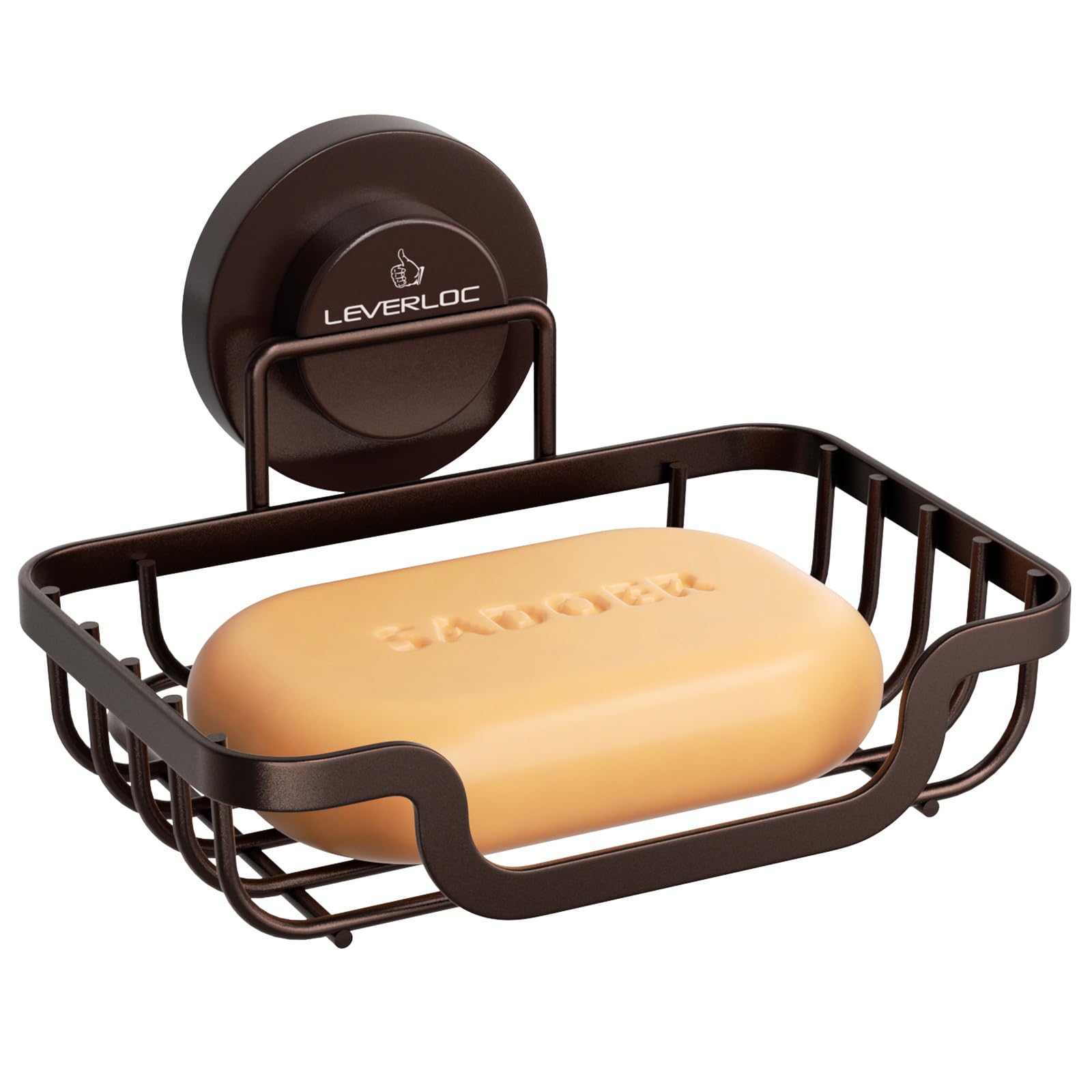 Porte-savon à ventouse douche étanche amovible en acier inoxydable marron pour salle de bain