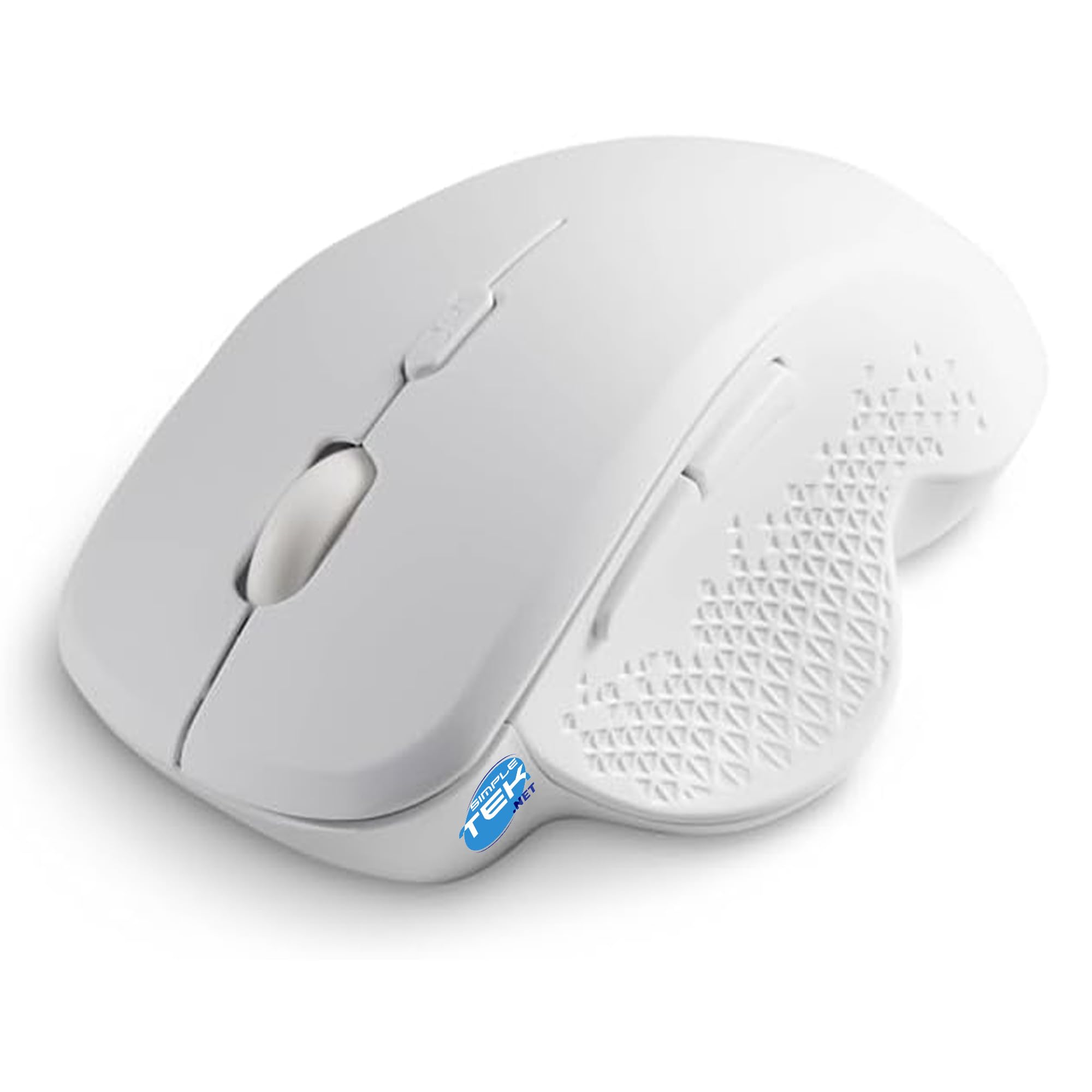 SIMPLETEK - Mouse Wireless 2.4GHz con Ricevitore USB - Design Ergonomico Bianco - Sensore Ottico DPI Regolabile 800-3200 - Universale