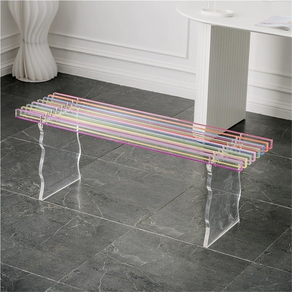 Acrylic Rainbow Bench, Modern Entryway or Dining Bench, Clear Acrylic Seat for Bedroom, Living Room, Hallway or Garden(30cm-11.8in)