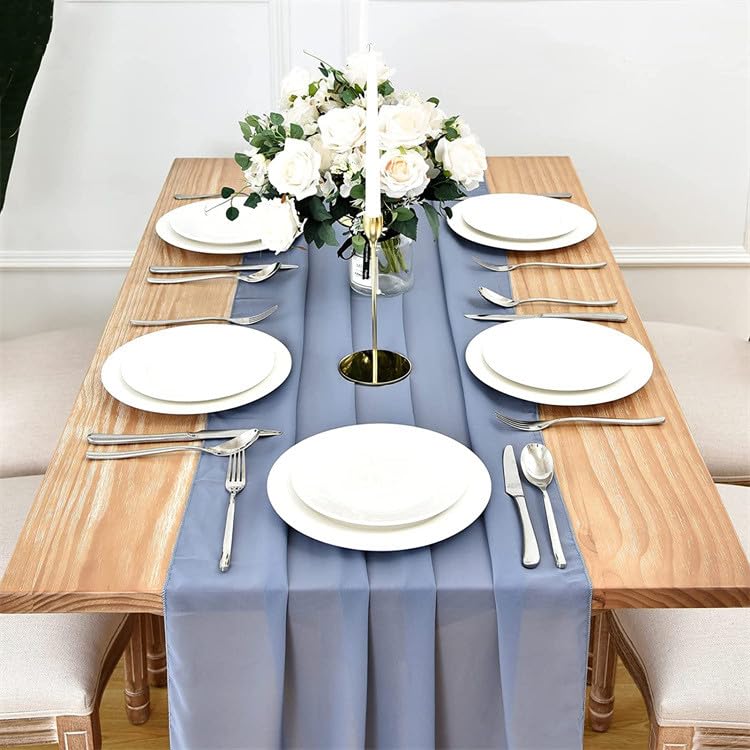 Table Runner-72*304cm (28*120inch) Chiffon Gauze Table Runner Extra Long - Image 3